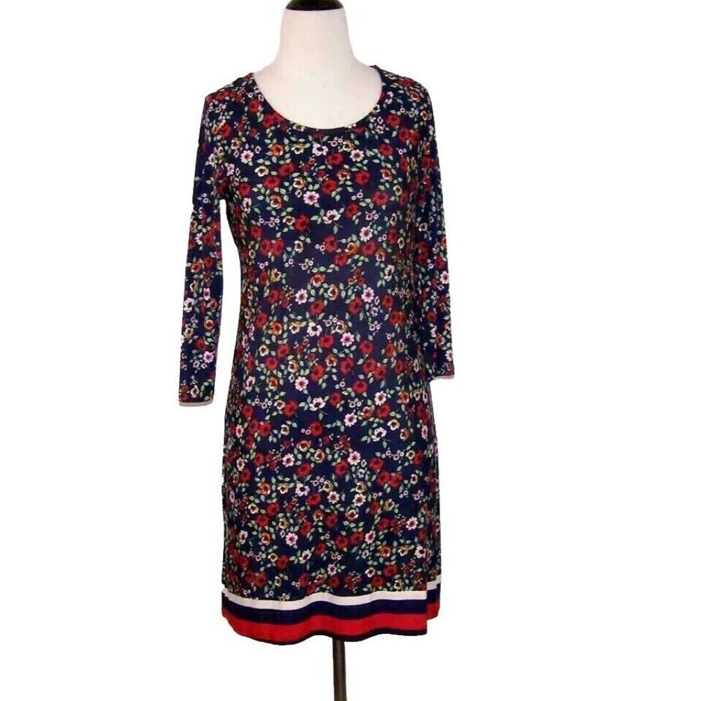 Harlow & Rose Dress Womens Small Stretch 3/4 Sleeves Colorful Foral Office